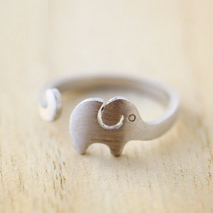 Silberner Elefantenring, verstellbar, minimalistisches Design, Schmuck für Damen.