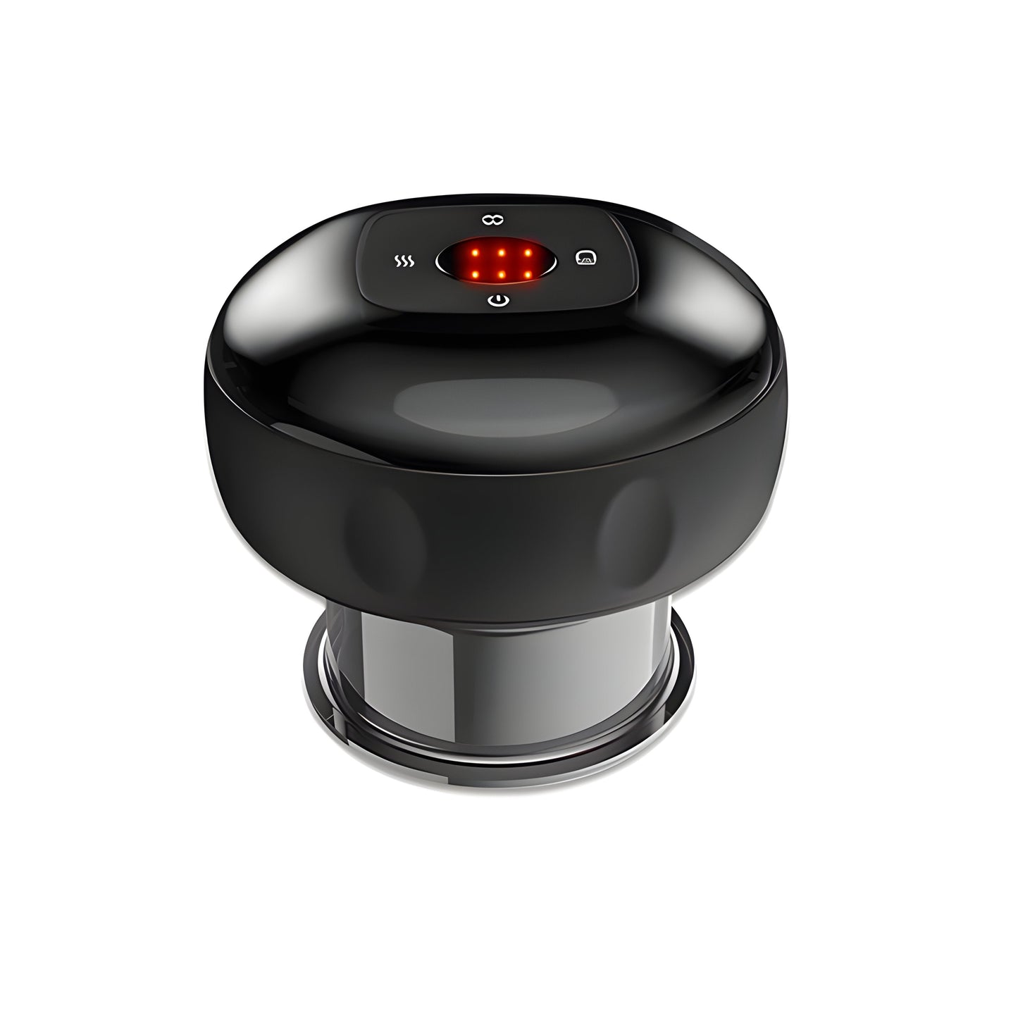 Schwarzes elektrisches Massagegerät mit LED-Anzeige, tragbar, kabellos, Muskelentspannung.