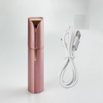 Rosa elektrischer Gesichtshaarentferner mit USB-Kabel, tragbar, wiederaufladbar, Damenpflege.