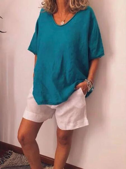 Oversize dam-T-shirt i linne – Elin
