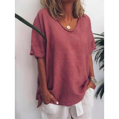 Oversize dam-T-shirt i linne – Elin