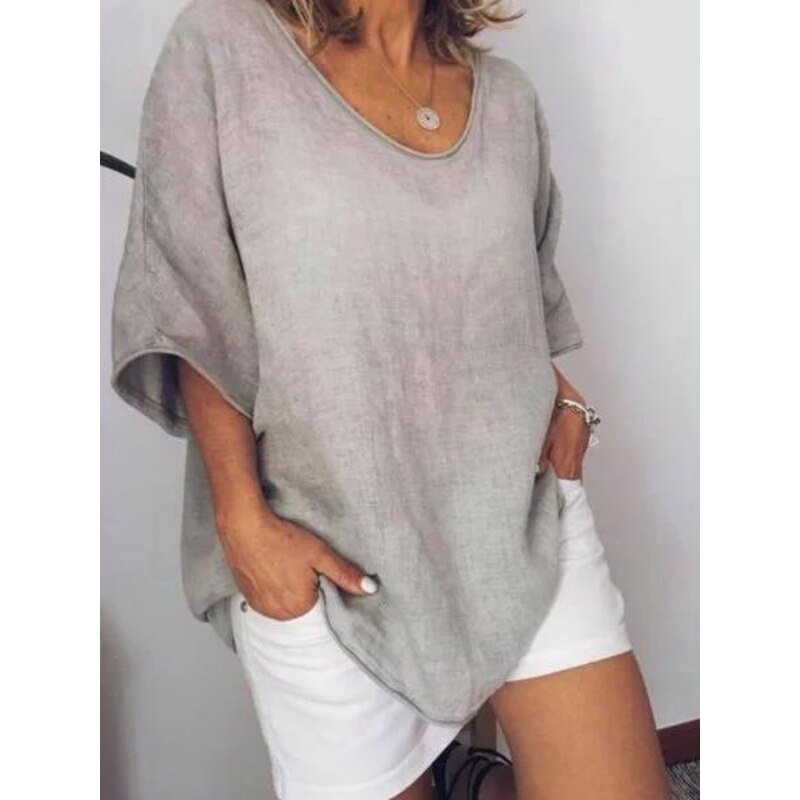 Oversize dam-T-shirt i linne – Elin