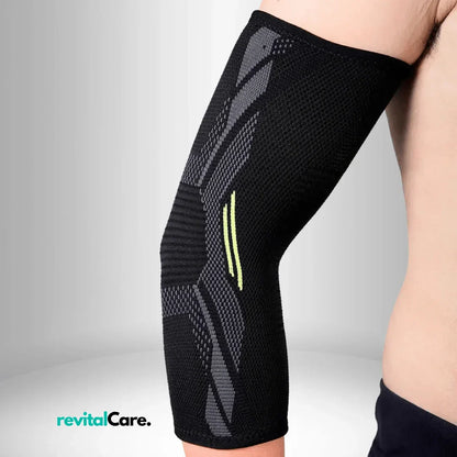 Schwarze Ellenbogenbandage, atmungsaktiv, Kompression, Sport, Verletzungsprävention, RevitalCare.