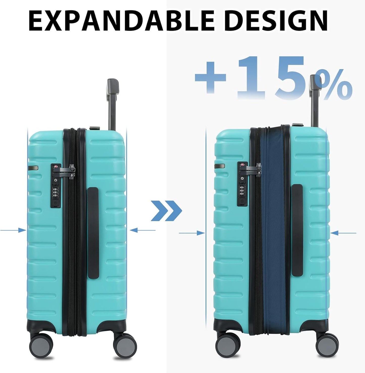 Expandbar hård resväska med spinnerhjul och TSA-lås