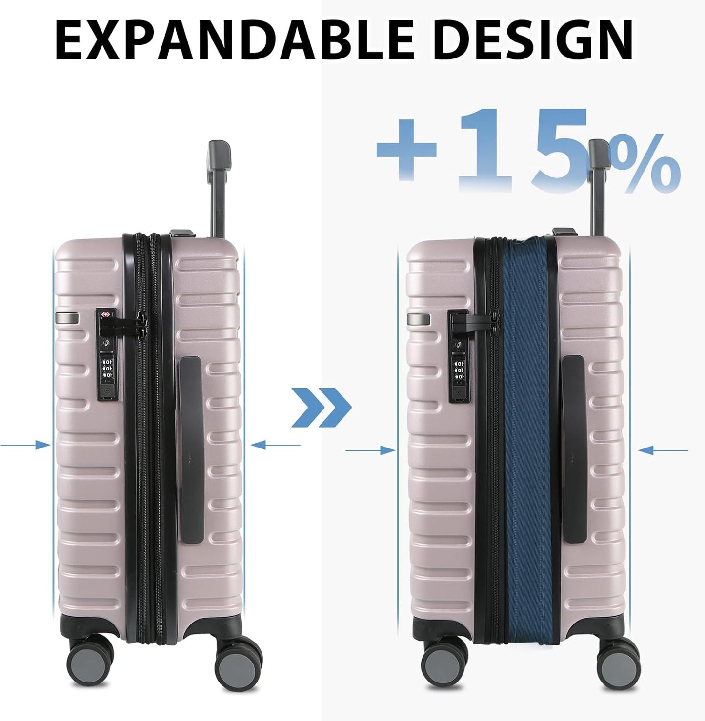 Expandbar hård resväska med spinnerhjul och TSA-lås
