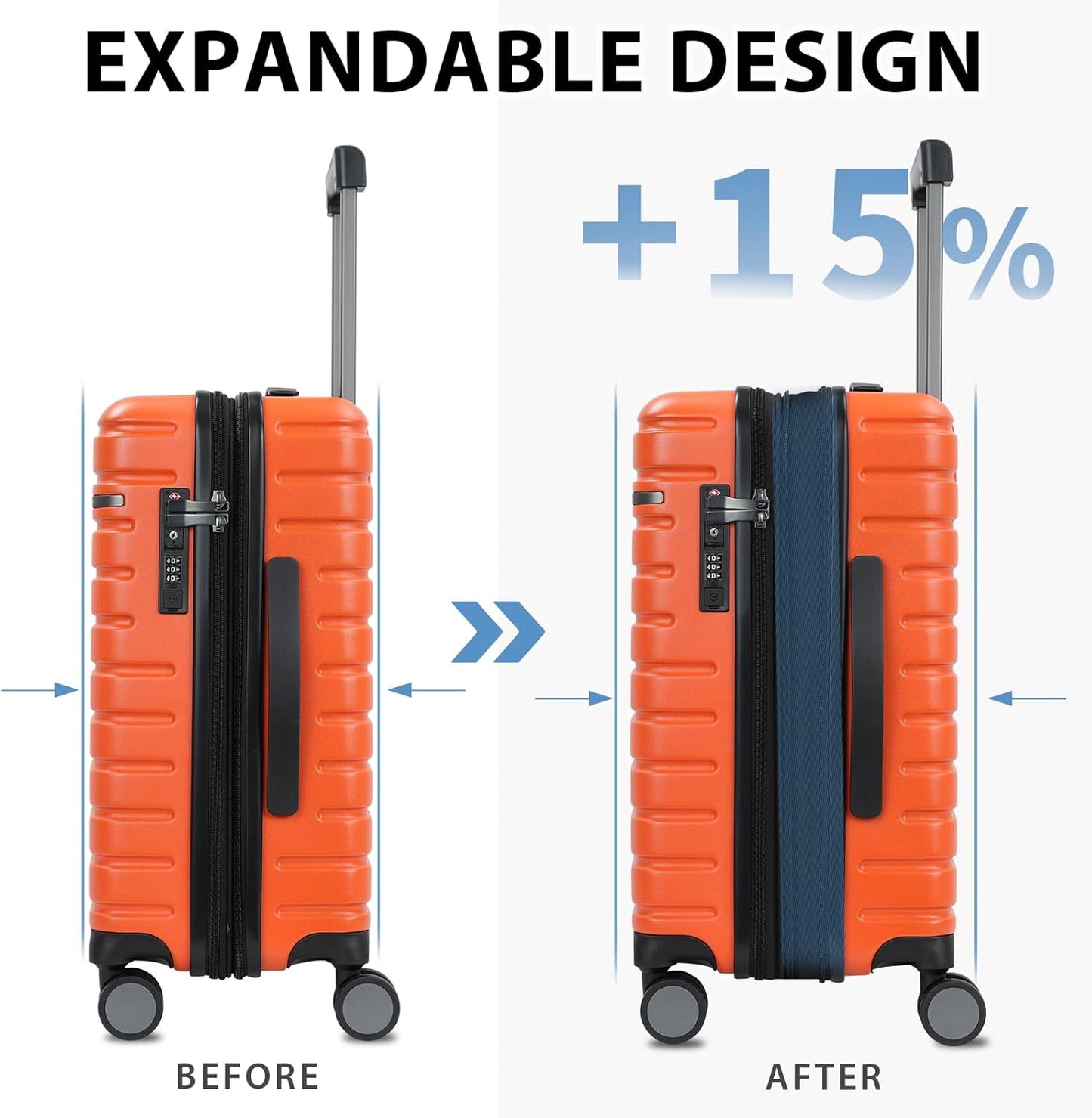 Expandbar hård resväska med spinnerhjul och TSA-lås