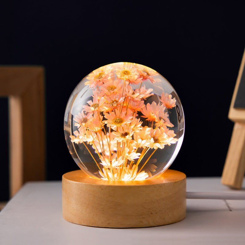 Kristallkulalampa med eviga blommor – Lumora