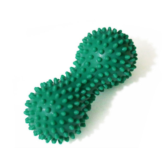 Grüner Erdnuss-förmiger Massageball aus PVC, spiky, für Stressabbau und Fitness.