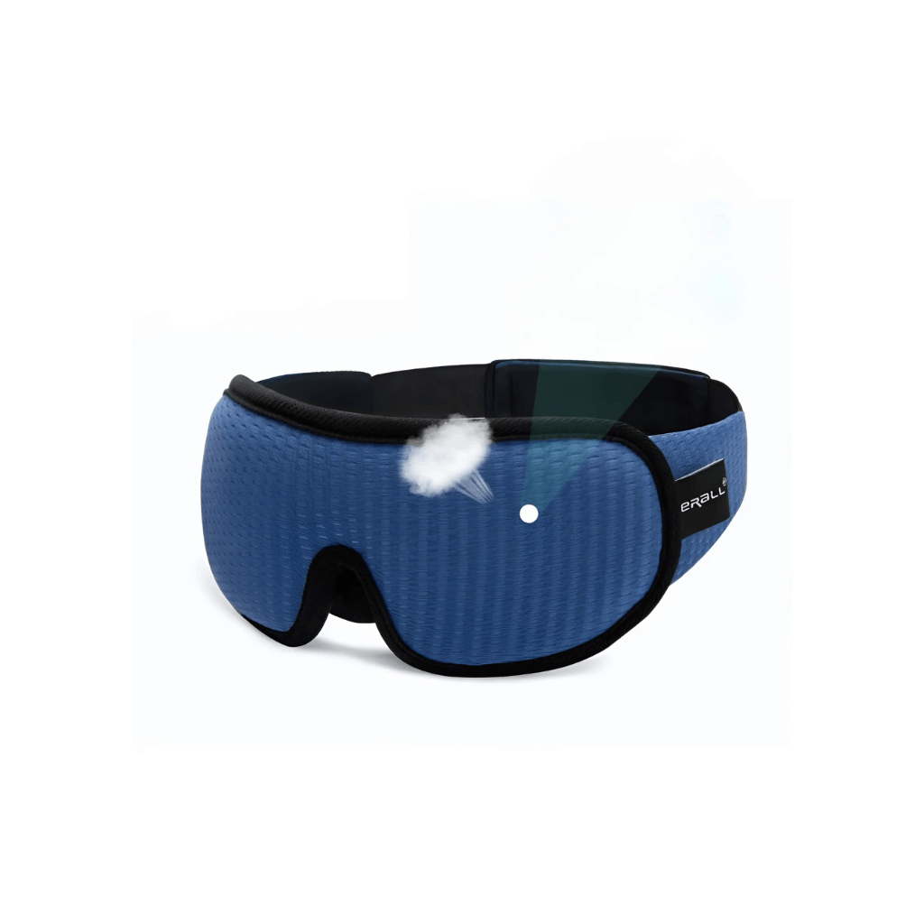 Blaues ergonomisches Schlafmaske, druckfreies Design, Luvelle, bequem, Schlafhilfe.