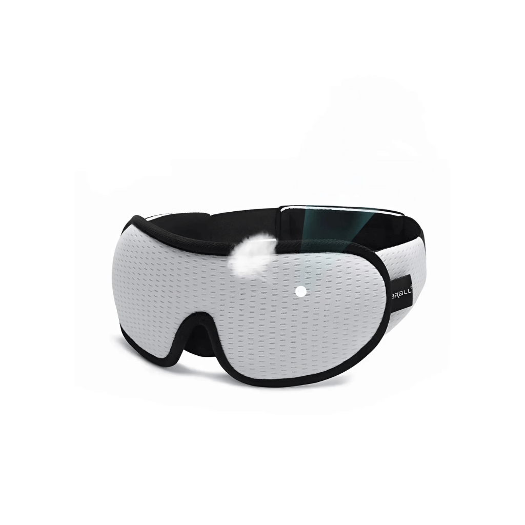 Ergonomische Schlafmaske, weiß, druckfreies Design, Luvelle, für besseren Schlaf.
