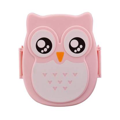 Rosa Eulen-Brotdose für Kinder, BPA-frei, Lunchbox, niedliches Design, Kunststoff.