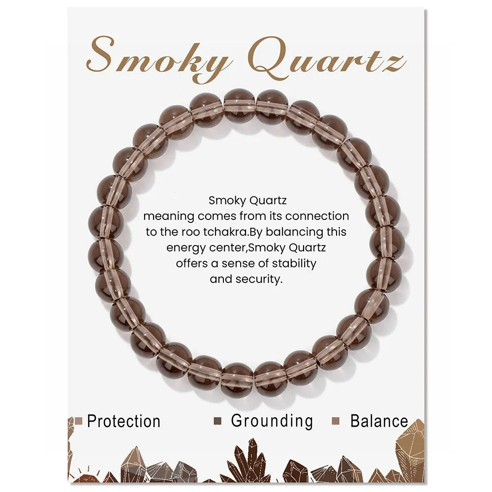 Rauchquarz-Armband, braune Perlen, spirituelle Bedeutung, Schutz, Erdung, Balance.