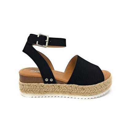Damskor Plateau-espadriller Sandaler med kilklack och remmar – Livia