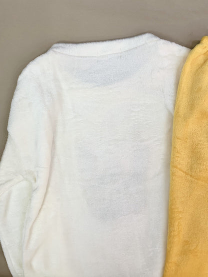 Dam-pyjamasset i fleece med broderi och rund halsringning för höst/vinter – Alissa