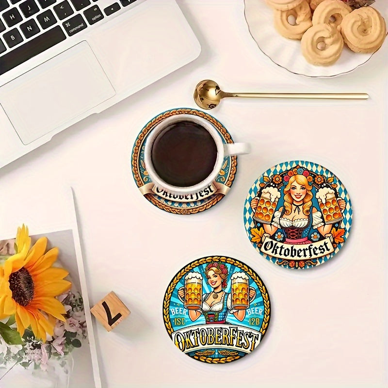Set med träunderlägg (2×8 stycken) – BierMädchen Oktoberfest 2026