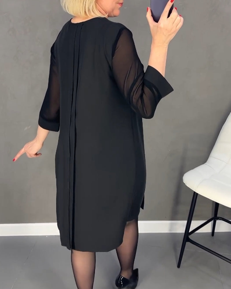 Elegant höstskiftklänning med mesh-detaljer – Gabrielle
