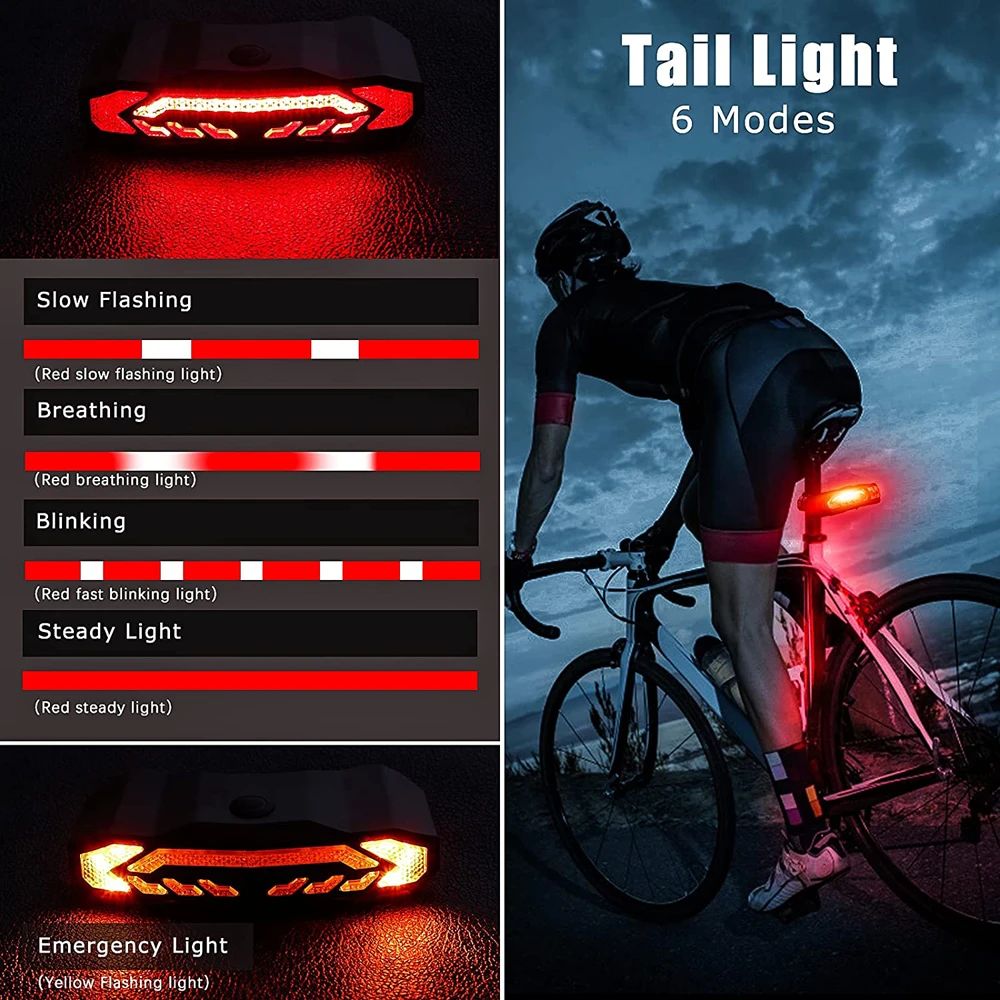 Fahrrad-Rücklicht mit 6 Modi, LED, rot, wasserdicht, für Sicherheit beim Radfahren.
