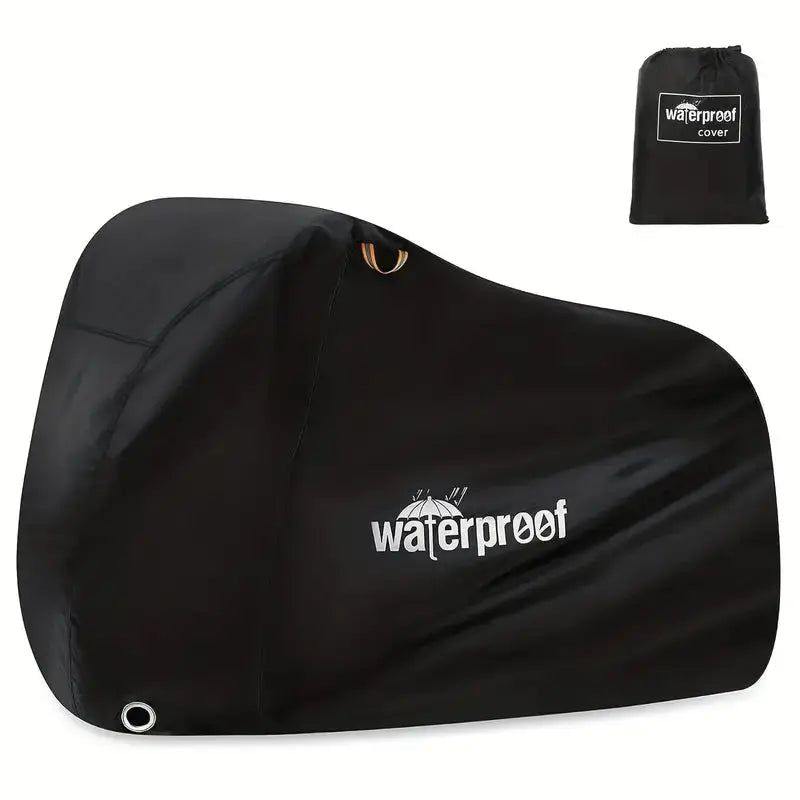 Wasserdichte schwarze Fahrradabdeckung, dreilagig, mit Aufbewahrungstasche.
