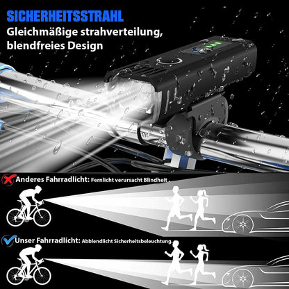 Wasserdichtes LED-Fahrradlicht, blendfreies Design, gleichmäßige Strahlverteilung.
