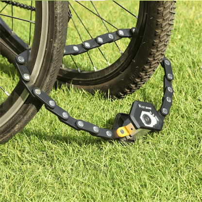 Faltbares Fahrradschloss, schwarz, hohe Sicherheit, Diebstahlschutz, für MTB und E-Bikes.