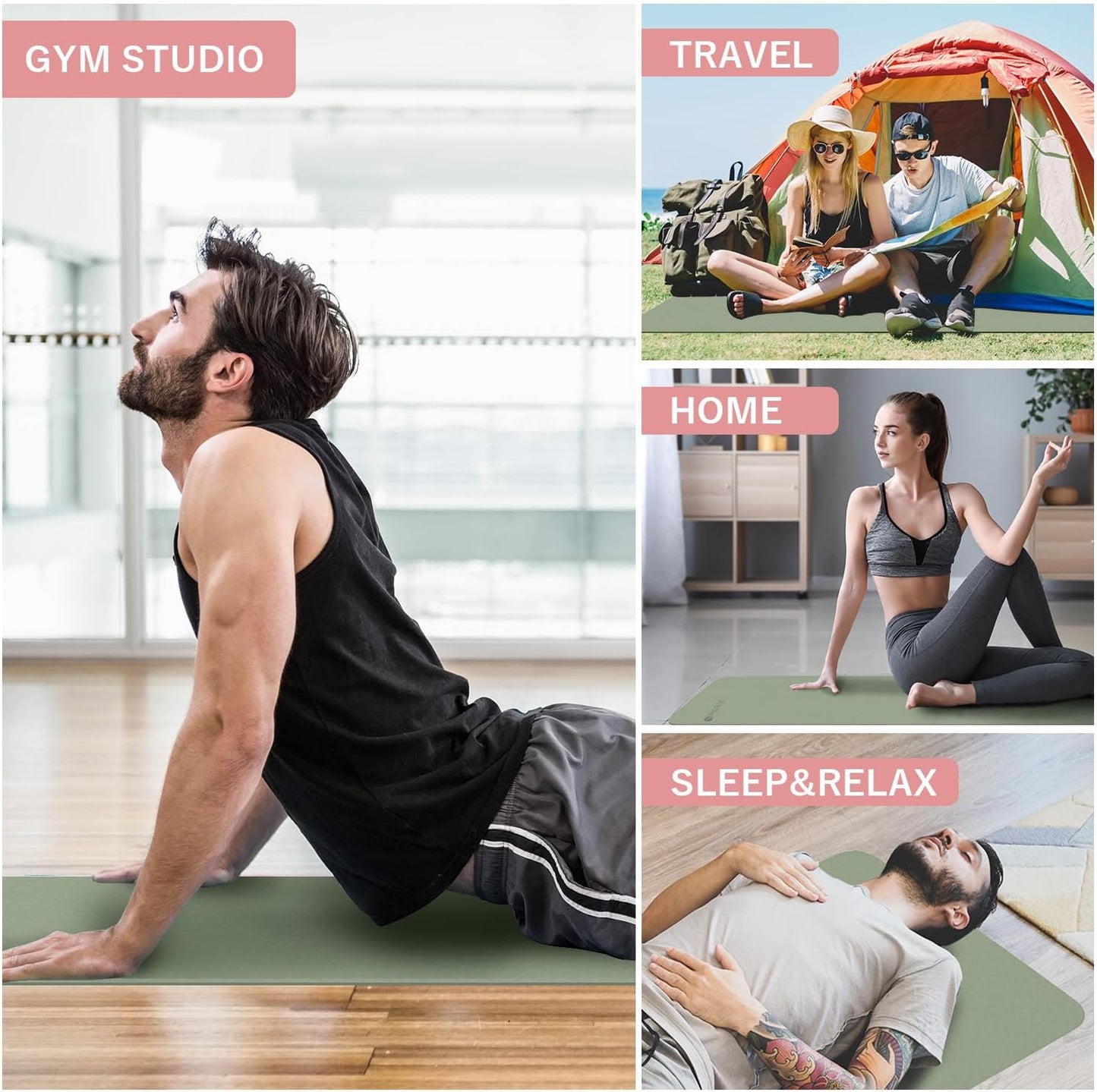 Faltbare Yogamatte, dick, ideal für Reisen, Yoga, Pilates, Meditation, Bodenübungen.