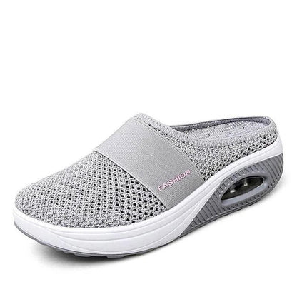 Graue orthopädische Diabetes-Schuhe, atmungsaktiv, bequem, für Damen, modisch.