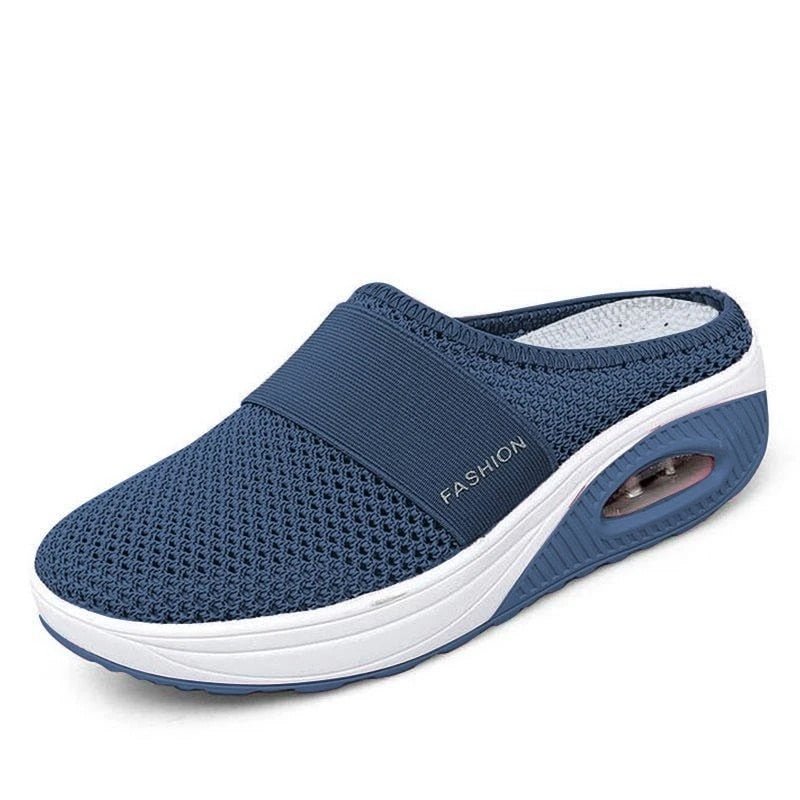 Blaue orthopädische Diabetes-Schuhe, atmungsaktiv, bequem, für Damen und Herren.