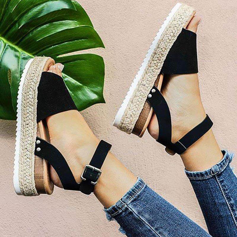 Damskor Plateau-espadriller Sandaler med kilklack och remmar – Livia