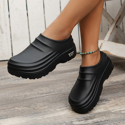 Schwarze Clogs Damen, rutschfest, bequem, modisch, Freizeit, Outdoor, Gummisohle.