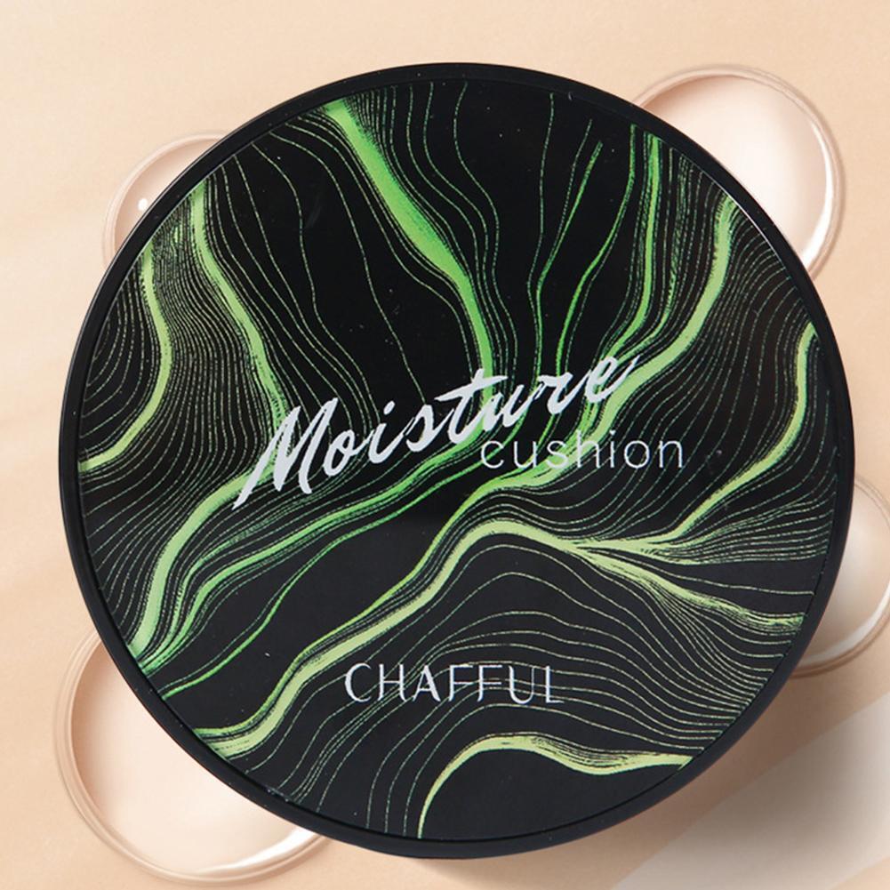 Chafful Feuchtigkeitskissen, schwarzer Deckel mit grünem Muster, Gesichtspflege, Kosmetik.