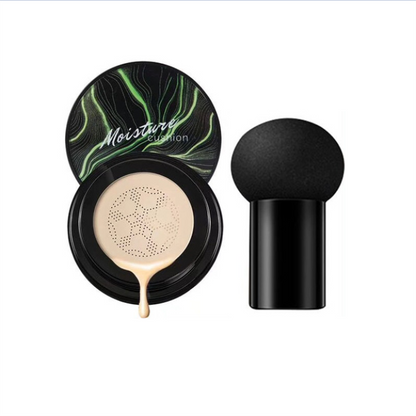 Feuchtigkeitskissen Make-up Set, schwarz-grün, mit Applikator, für glatte Haut.