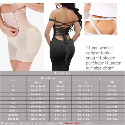 Damen Shapewear Set, hautfarben, Korsett und Kleid, Taillenformer, Größentabelle, Rückansicht.