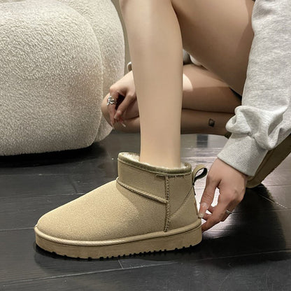 Beige Winterstiefel Damen, warm gefüttert, rutschfeste Sohle, modisch, bequem, Outdoor.