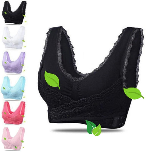 Schwarzer Spitzen-BH, kabellos, bequem, mit Blattdesign, Damenunterwäsche, verschiedene Farben.