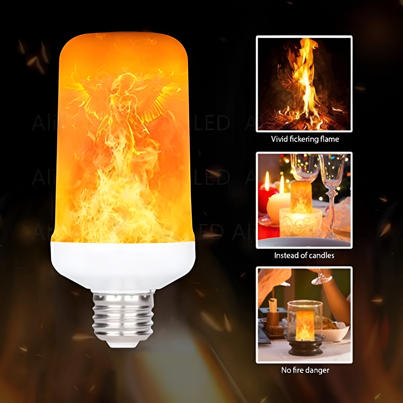 LED-Flammenlampe, E27, realistische Flammenoptik, energiesparend, ideal für stimmungsvolle Beleuchtung