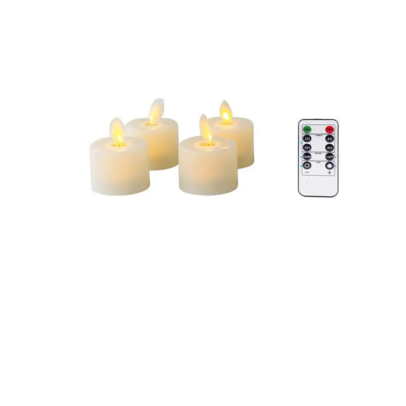 Vier flammenlose LED-Kerzen mit Fernbedienung, realistisch, für Weihnachten, Hochzeit.