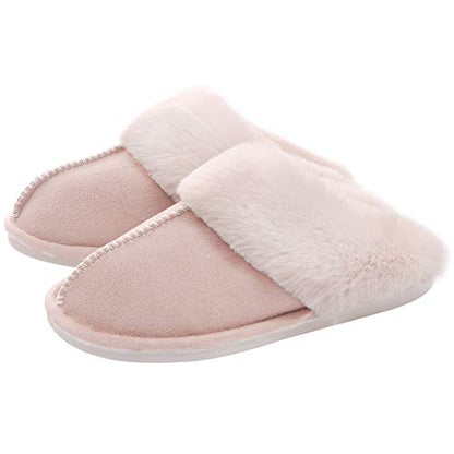 Rosa Damenpantoffeln aus Plüsch mit Memory-Schaum, ultraweich und bequem, Hausschuhe.