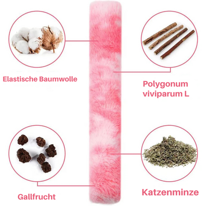 Rosa Katzenkauspielzeug aus Baumwolle, Polygonum viviparum L, Gallfrucht, Katzenminze.