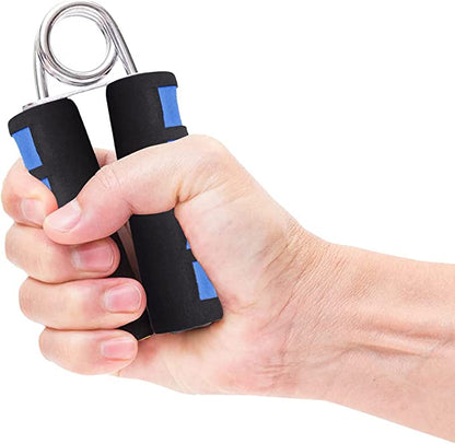 Handtrainer mit Schaumstoffgriff, schwarz-blau, für Finger- und Handkrafttraining.