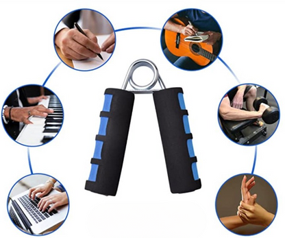 Schwarzer Schaumstoff-Handtrainer, Fitnessgerät, Muskelstärkung, Handgriff-Übung, blau.