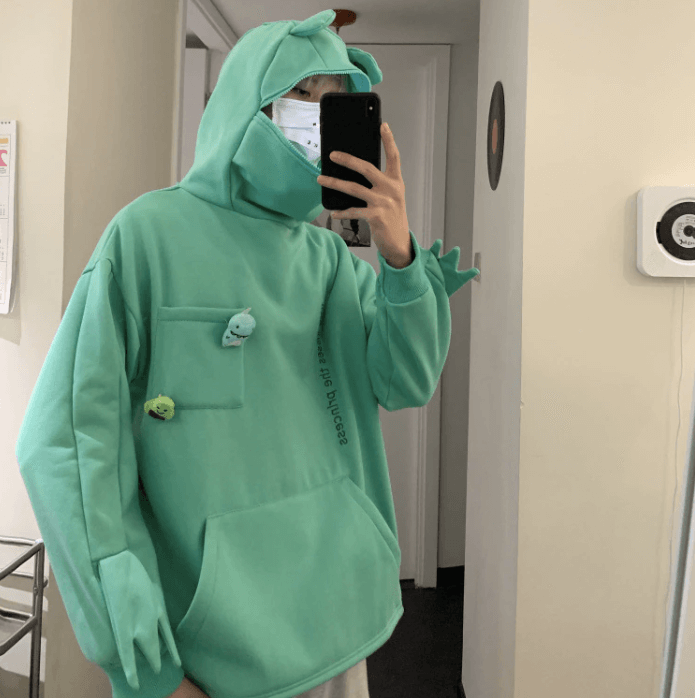 Unisex-huvtröja med grodmotiv – Höstlig grodmagi