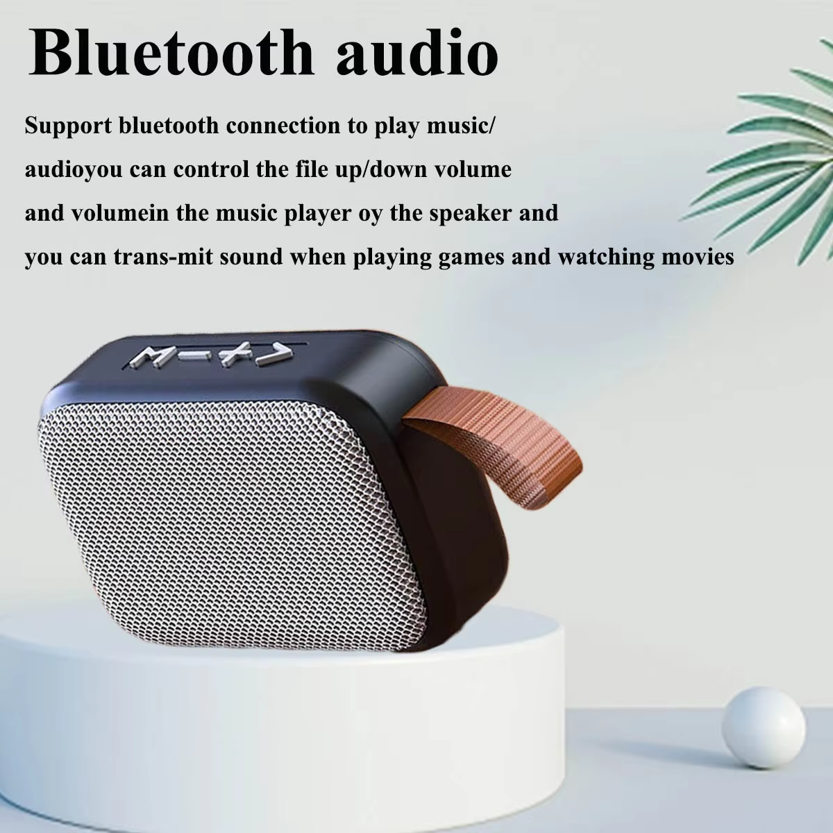 Tragbarer Bluetooth-Lautsprecher, schwarz, mit Trageschlaufe, ideal für Musik und Filme.