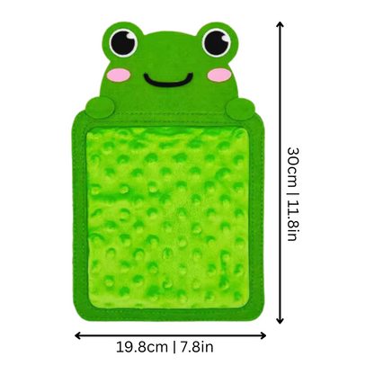 Grüner Frosch-Babylätzchen aus weichem Stoff, 30x19,8 cm, niedliches Design.