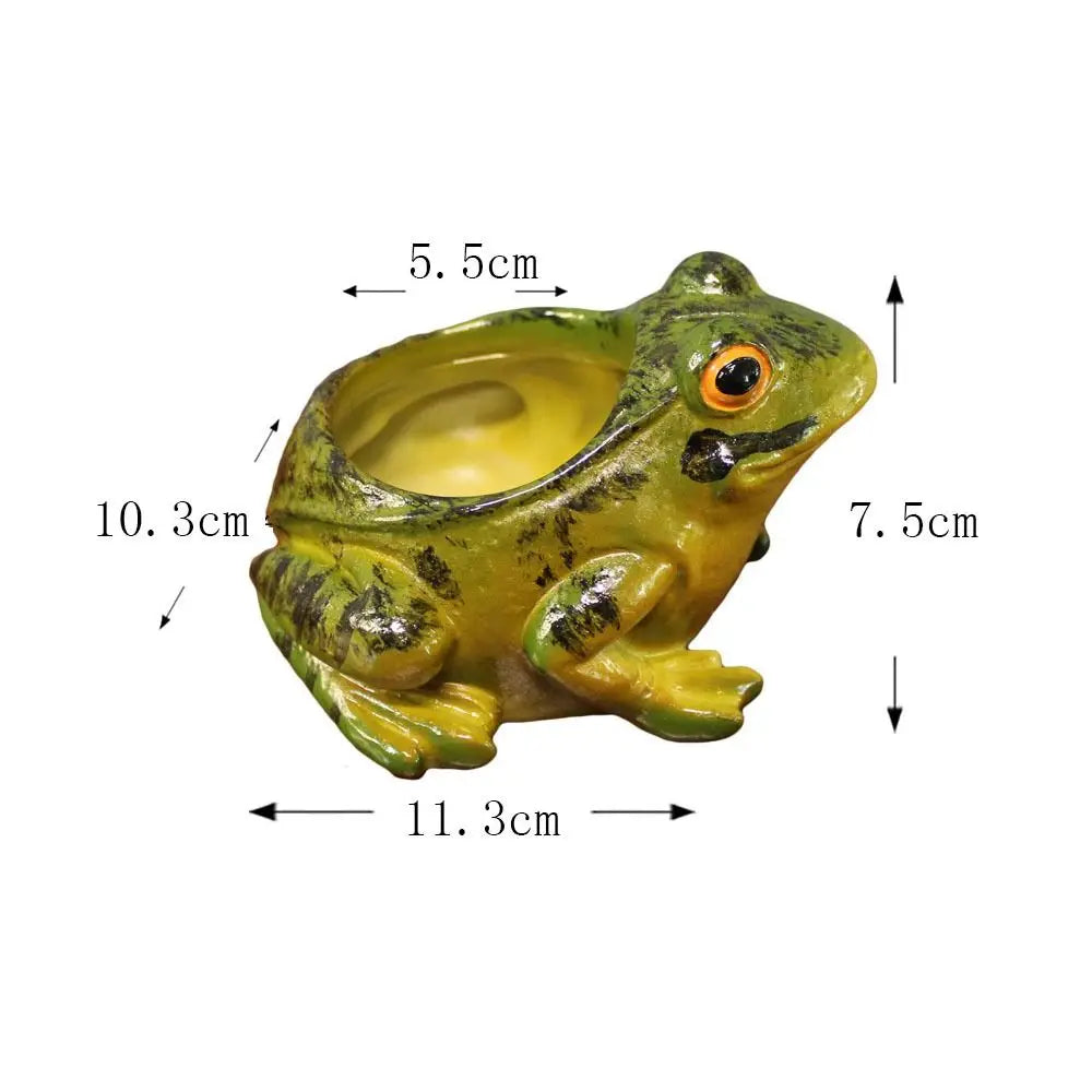 Grüne Frosch-Blumentopf aus Harz, 11,3 cm, für Sukkulenten, Garten-Dekoration.
