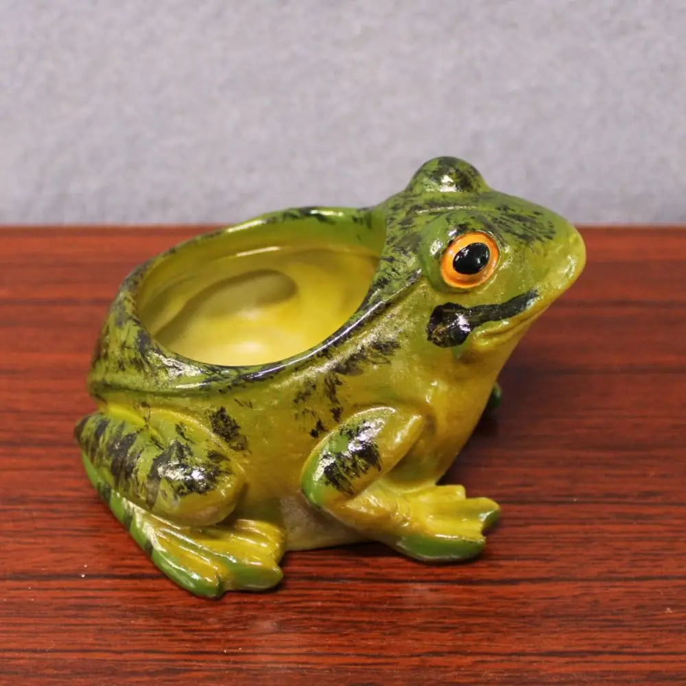 Grüne Frosch-Blumentopf aus Harz, dekorativer Pflanzkübel, Garten, Innenbereich.