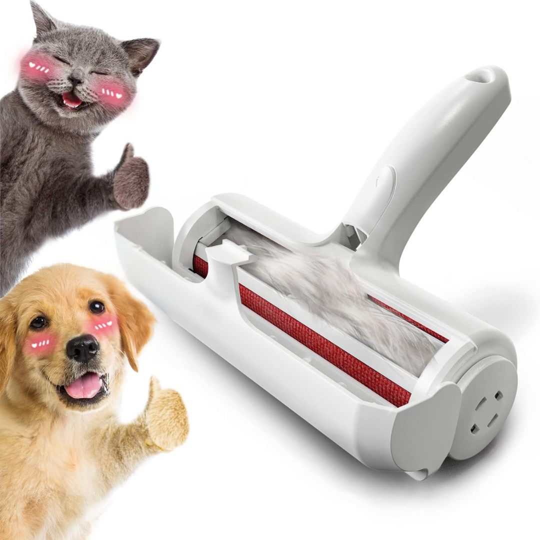 Fusselrolle für Tierhaare, weiß, mit Griff, ideal für Hunde- und Katzenhaare entfernen.