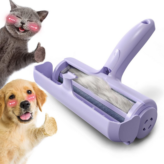 Tierhaarentferner Rolle, lila, für Hunde- und Katzenhaare, wiederverwendbar, effizient.