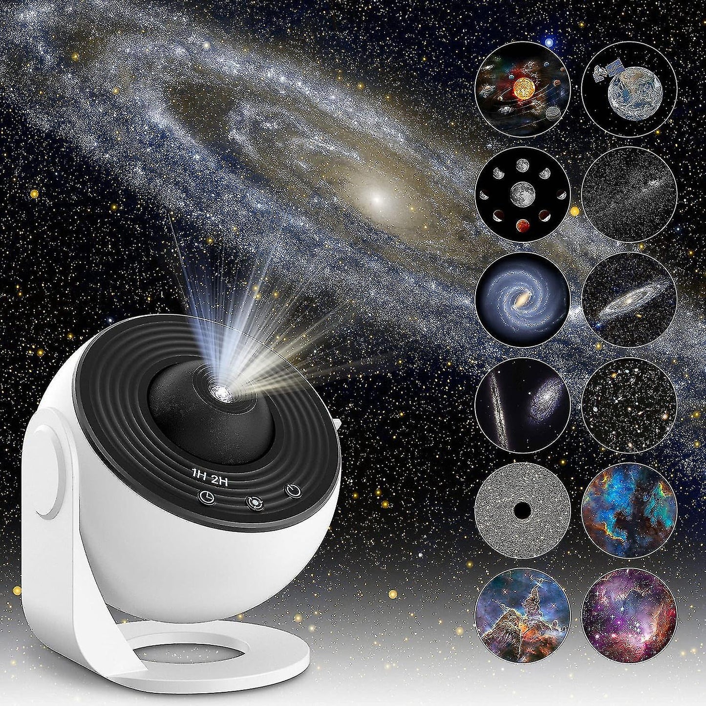 Projektorlampe mit Galaxie-Projektionen, weiß, LED, für Schlafzimmer, dekorative Beleuchtung.