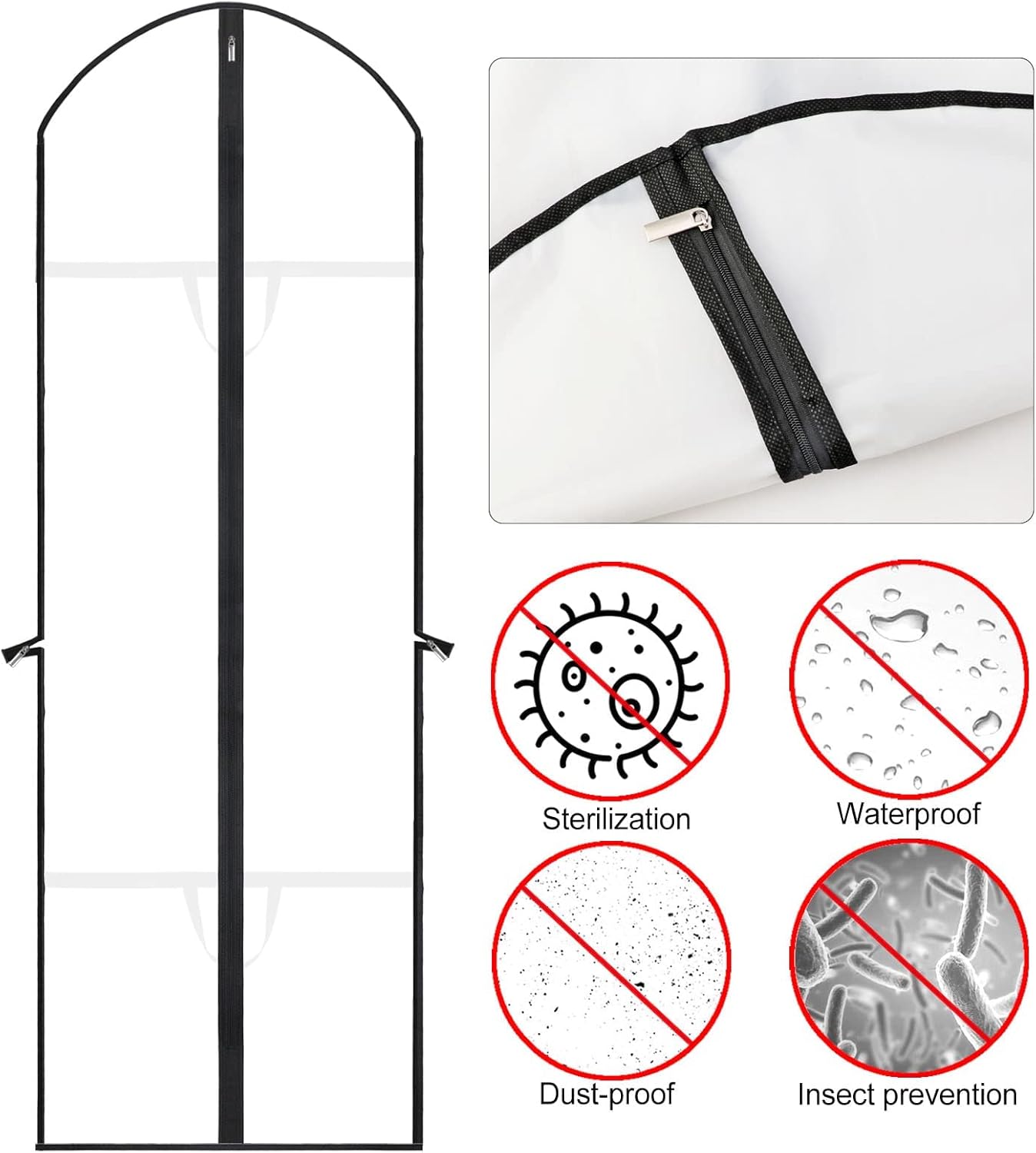 Extra lång klädpåse för klänningar och aftonklänningar – 180 cm skyddsöverdrag med handtag (Köp 1, få 1 GRATIS)