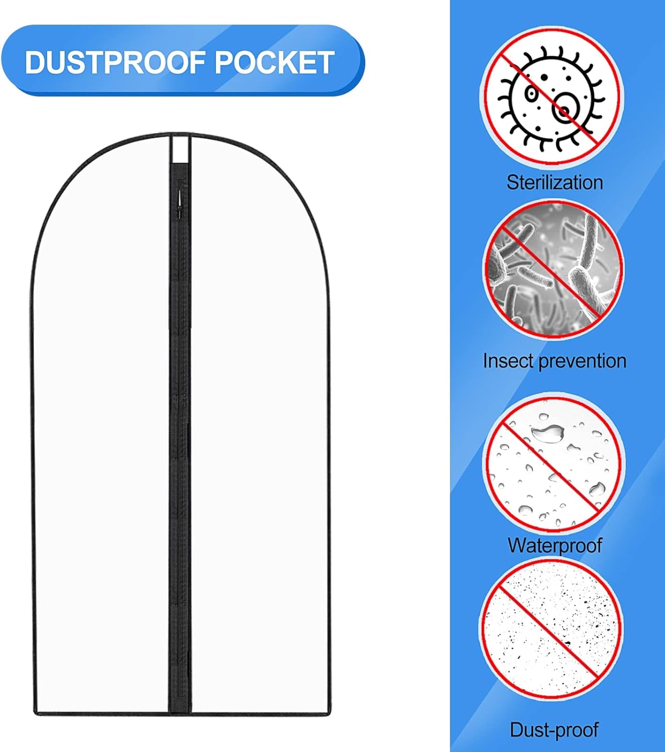 Extra lång klädpåse för klänningar och aftonklänningar – 180 cm skyddsöverdrag med handtag (Köp 1, få 1 GRATIS)